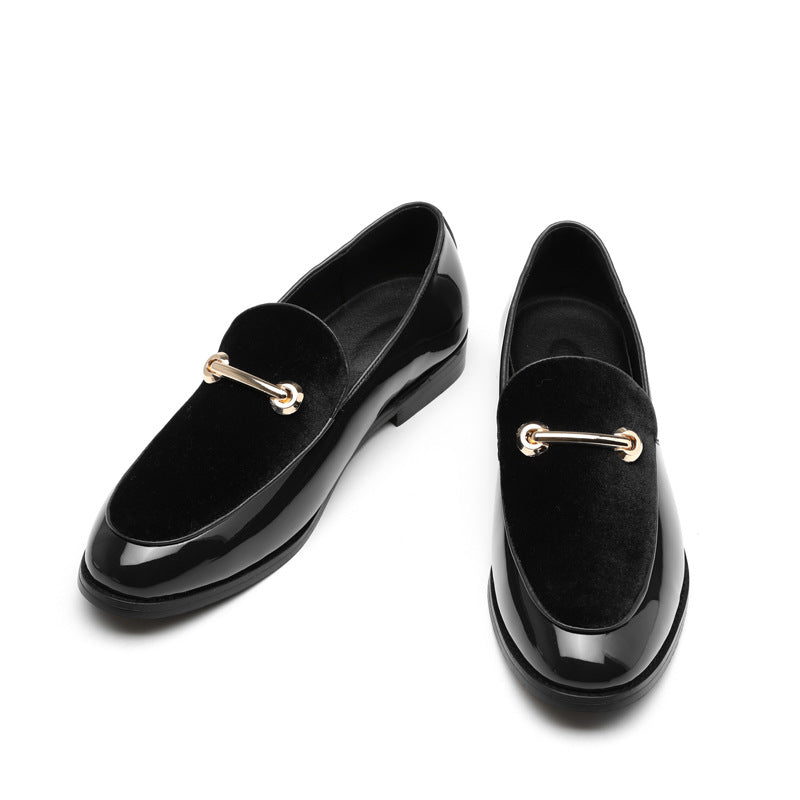 Suede Gold Buckle Slip On Shoes