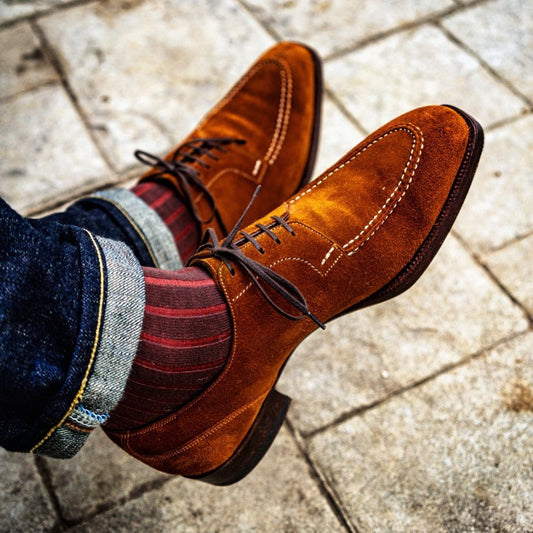 Classic bright yellow suede men's derby shoes