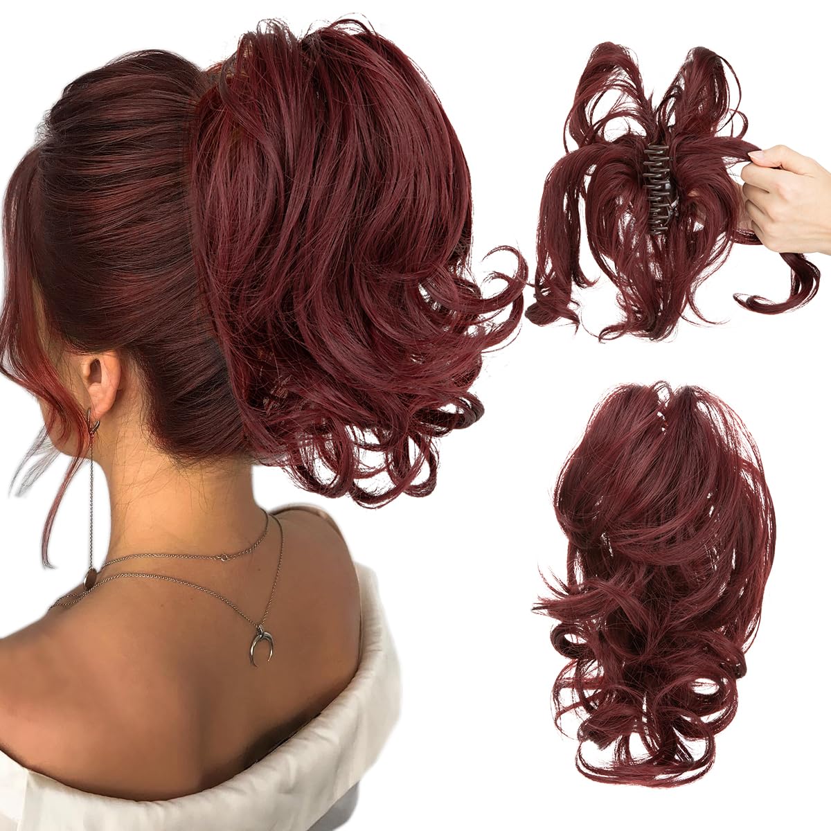 Women's Short Curly Ponytail Wig Clips 1924121007