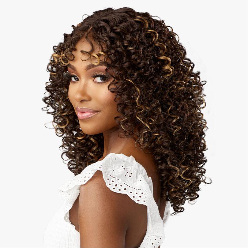 Light Brown Blonde Mixed Highlights Curly 5x5 Lace Closure Wig