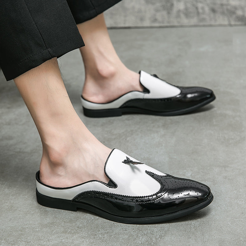 Casual Splicing Black White Men Slip On Shoe