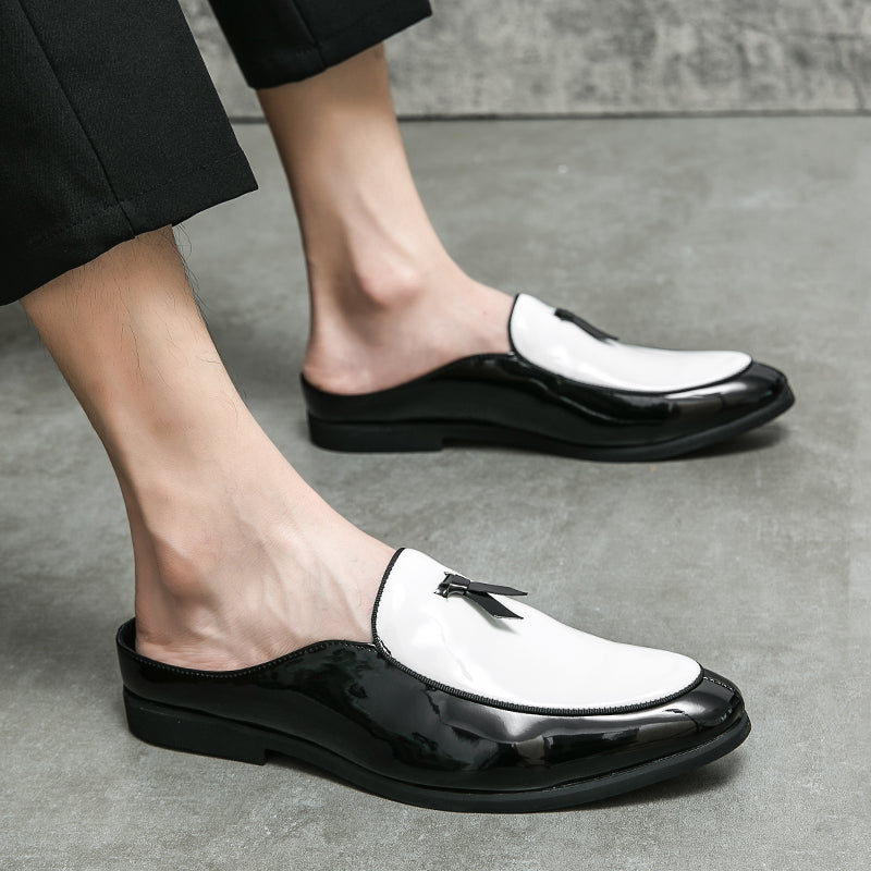 Casual Splicing Black White Men Slip On Shoe