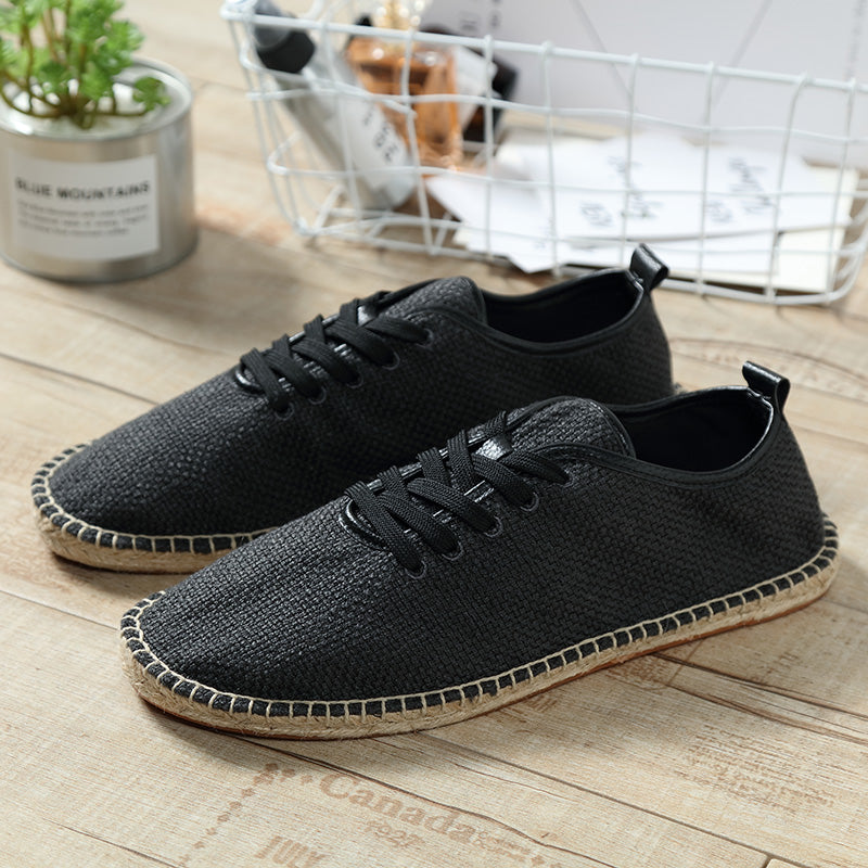 Summer Men Hemp Canvas Shoes Men Non leather Shoes