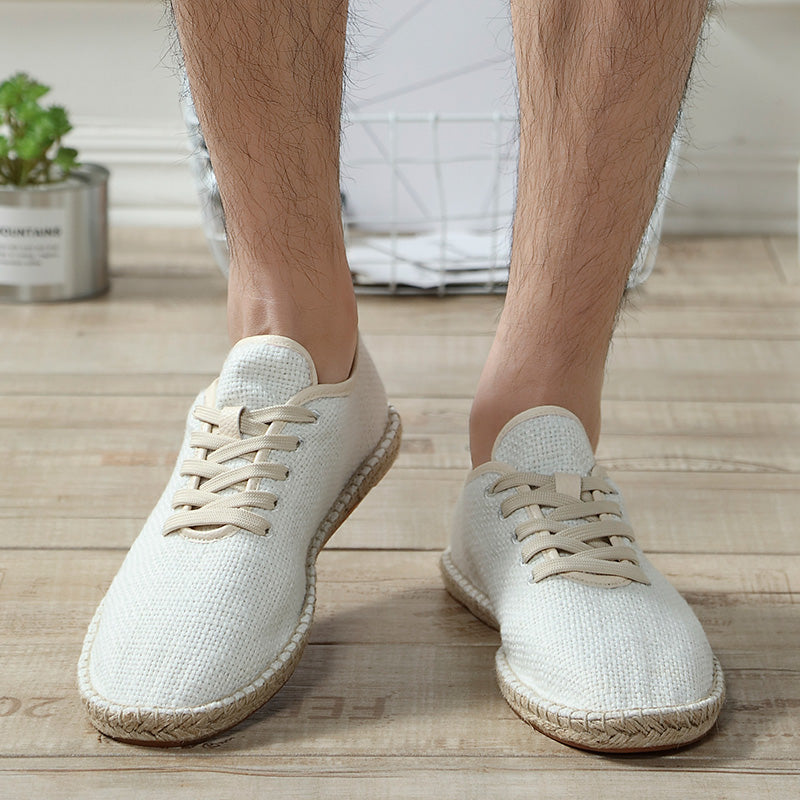 Summer Men Hemp Canvas Shoes Men Non leather Shoes