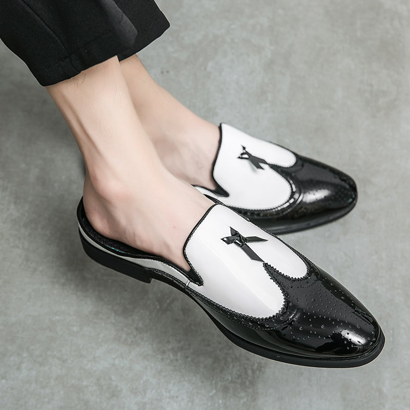 Casual Splicing Black White Men Slip On Shoe