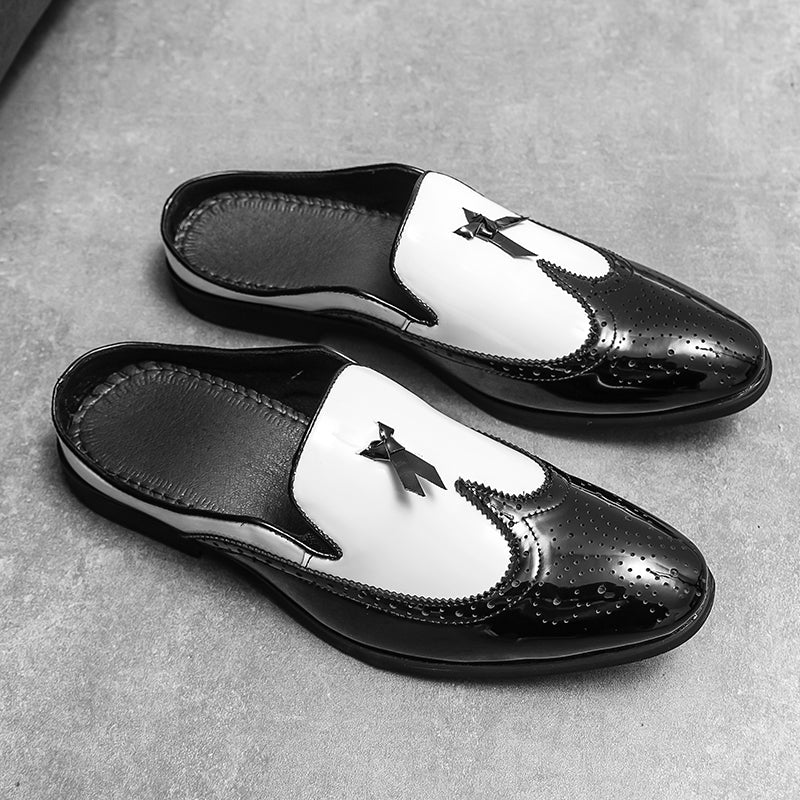 Casual Splicing Black White Men Slip On Shoe