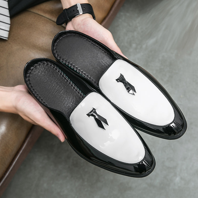 Casual Splicing Black White Men Slip On Shoe