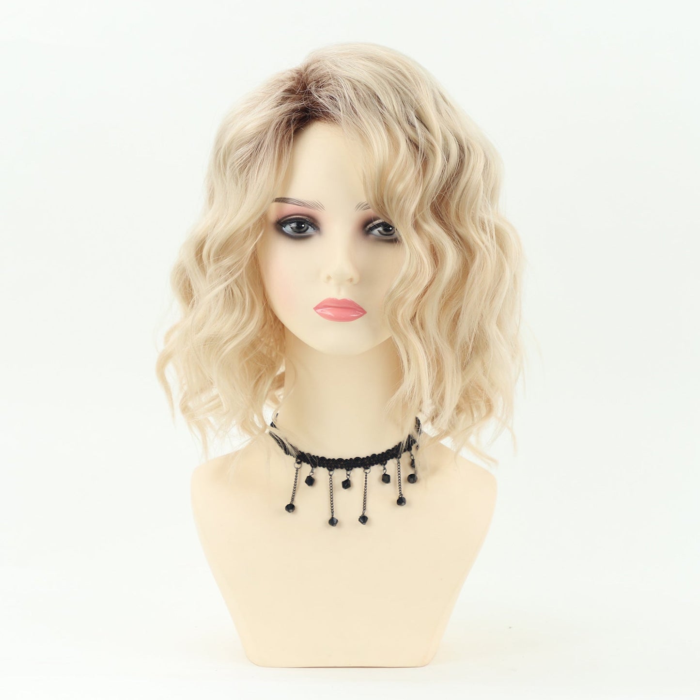 Women's short curly wig gradient blonde color 1924121010