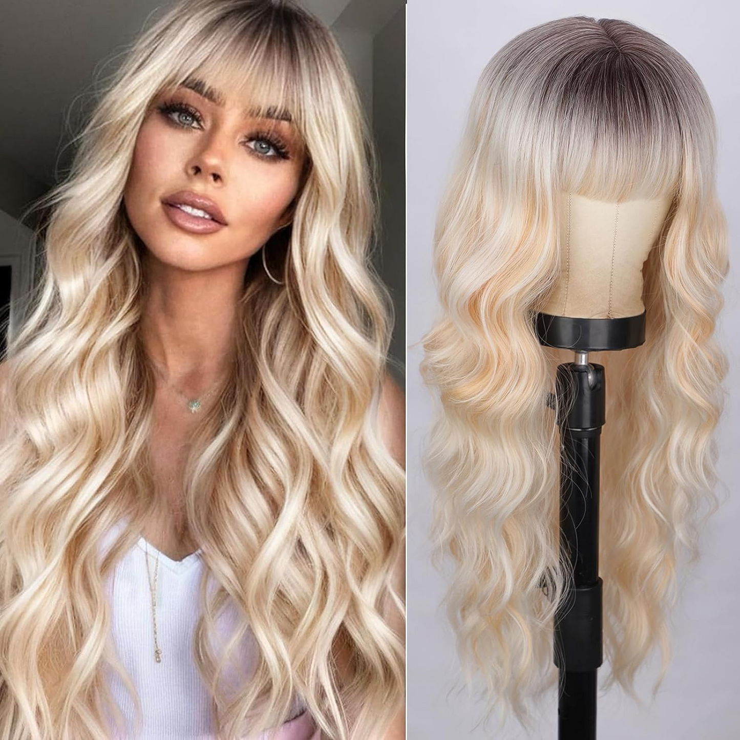 Big wave long curly hair with bangs wig 1024121214