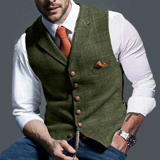 2021 Fall Men's Vest Vest Casual Check Slim Jacket（7colors）