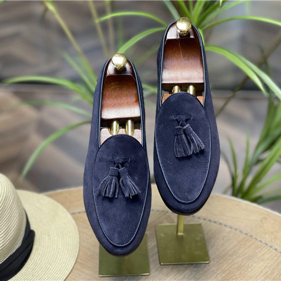 Italian fashion retro British pea shoes fringed loafers