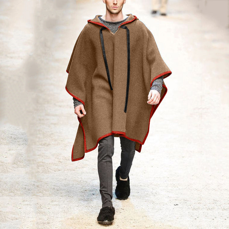 men's cape cape pullover cape woolen coat（5 colors）