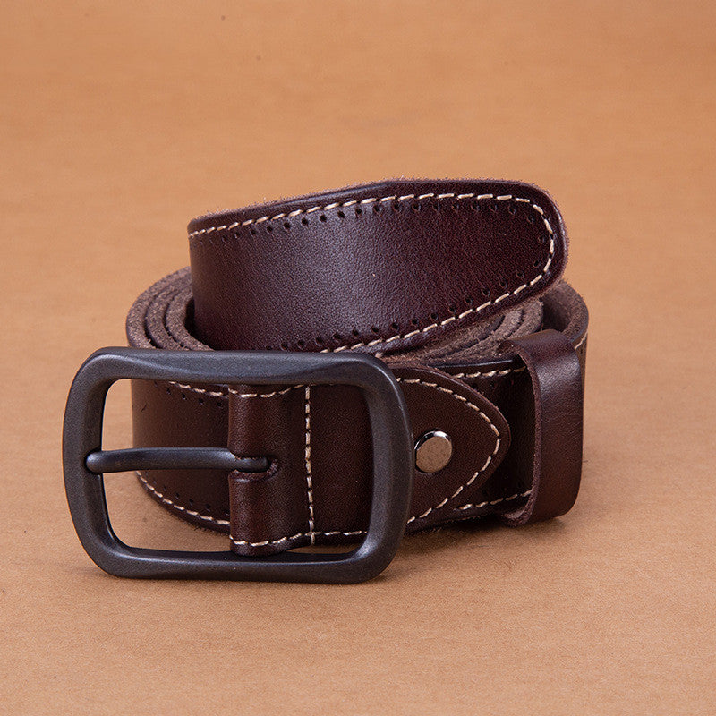 New men's belt top layer cowhide trousers belt alloy sun buckle