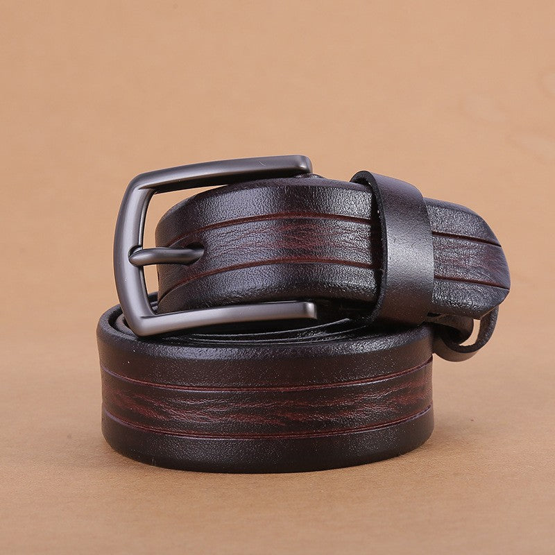 First layer cowhide belt men's pin buckle retro fashion casual trend belt