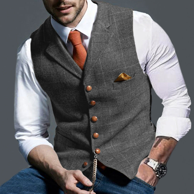 2021 Fall Men's Vest Vest Casual Check Slim Jacket（7colors）