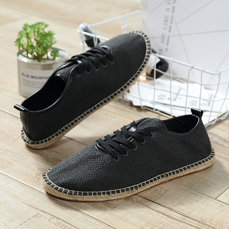 Summer Men Hemp Canvas Shoes Men Non leather Shoes