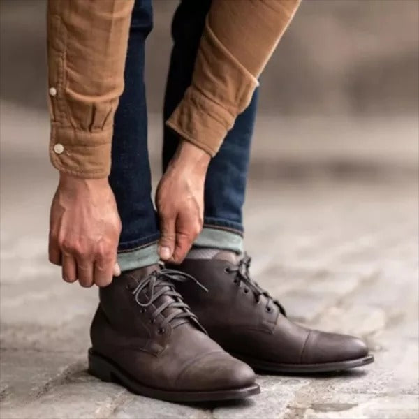 Men's Round Toe Front Lace-up Casual Low-Top Martin Boots