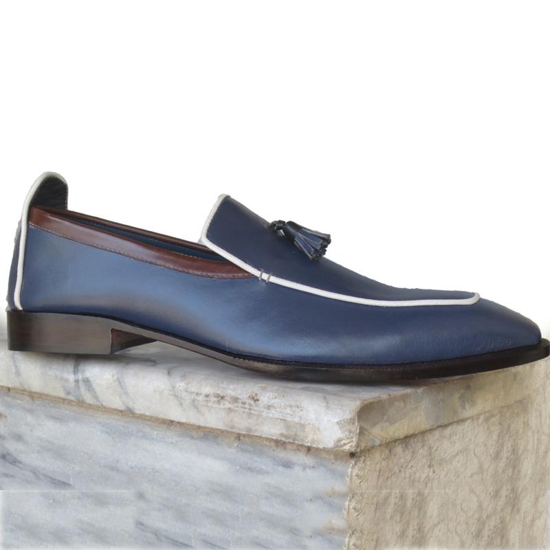 Blue Tassel Slip On Loafer