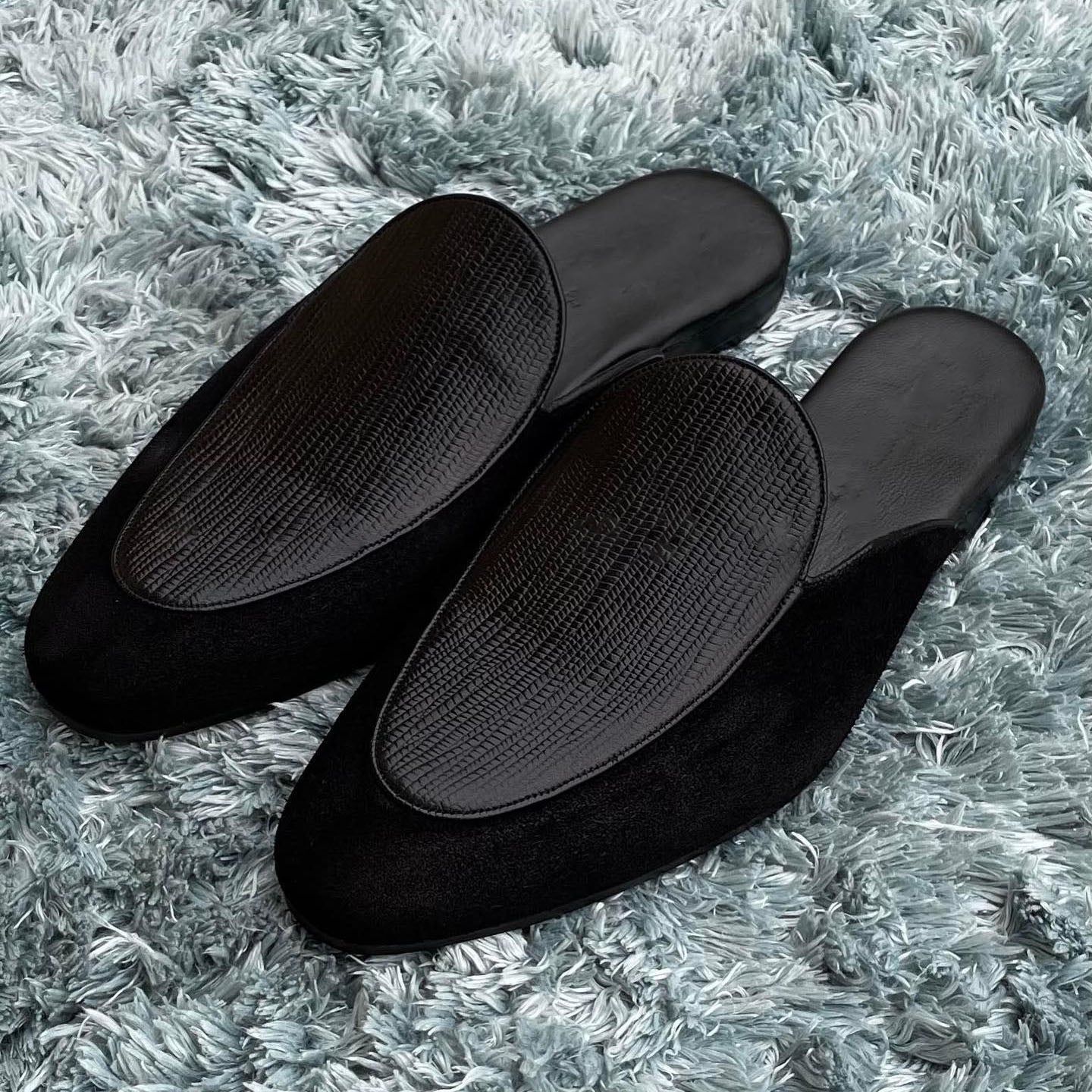 Men's Double Fabric Panel Loafers Half Slippers