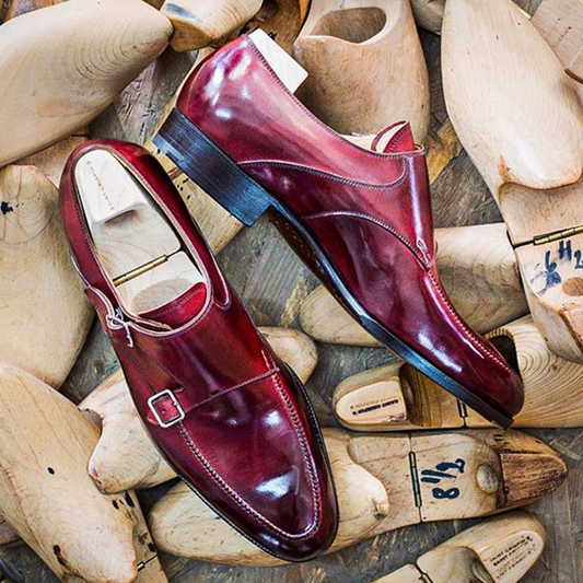 Wine Red Formal Monk Shoes