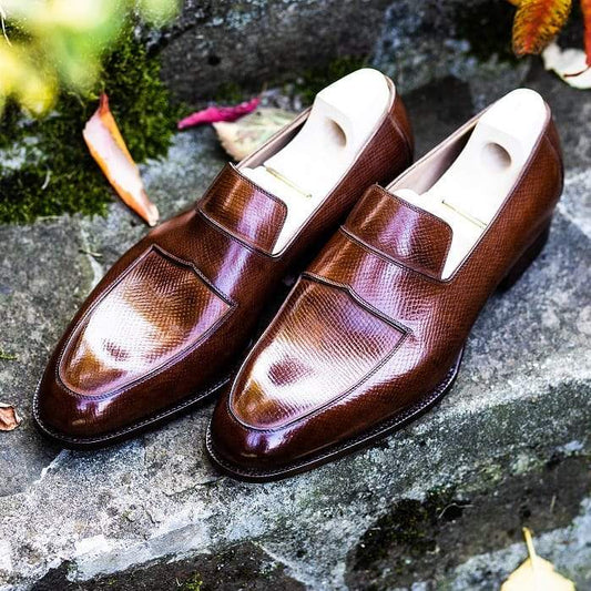 Brown handmade gentleman casual leather shoes