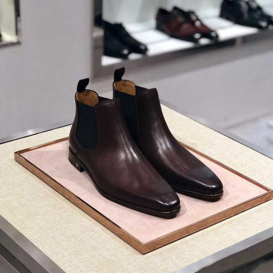 Italian brown and black men's classic Chelsea