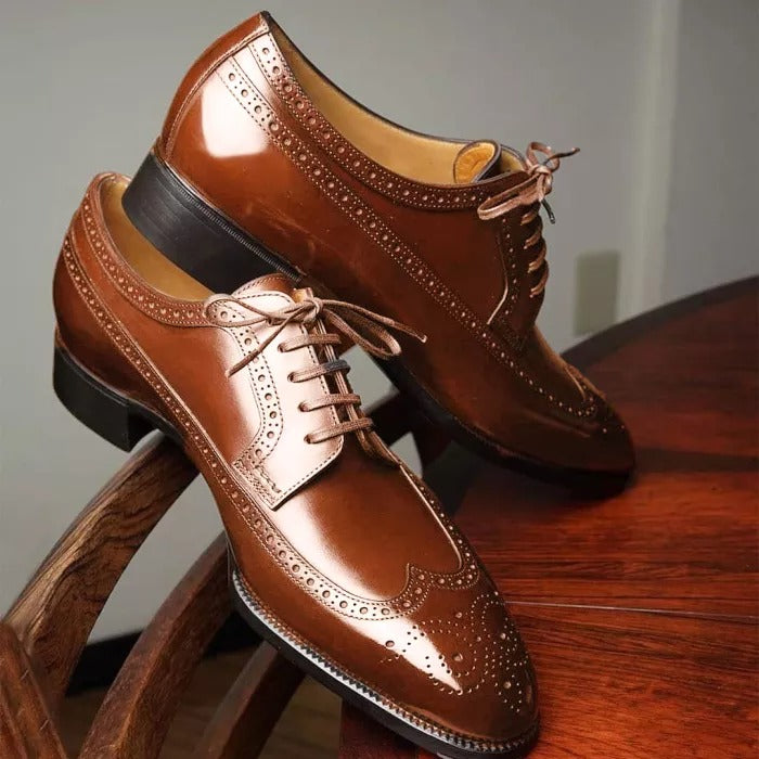 Men's fashion Pointed Toe Business Brogue Dress Shoes