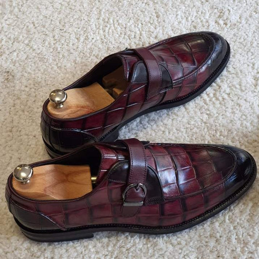 Antonio Burgundy Buckle Loafers Shoes