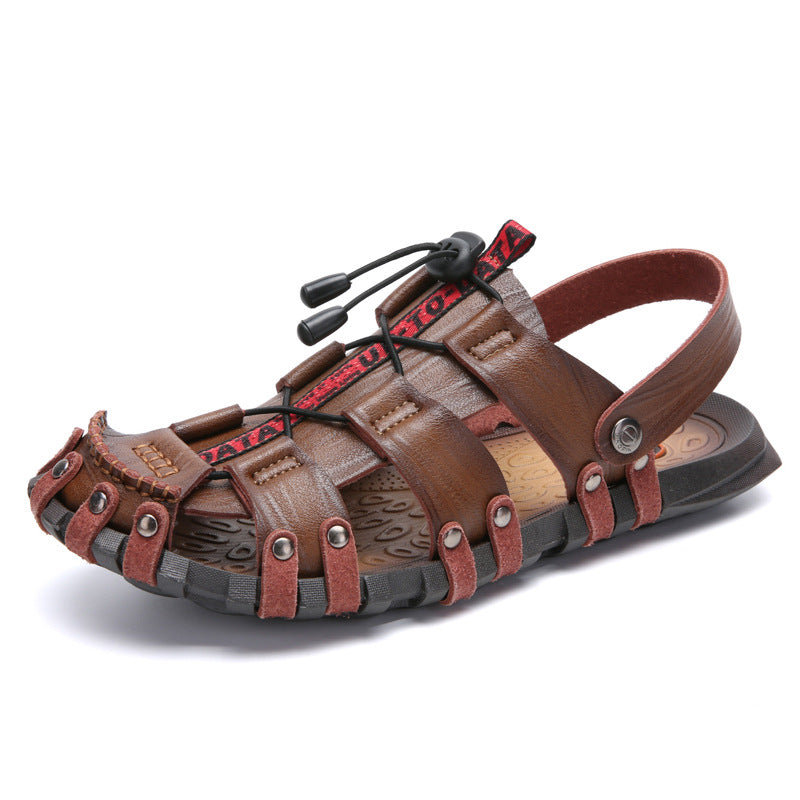 Classic Style Cow Leather Summer Beach Men's Sandals