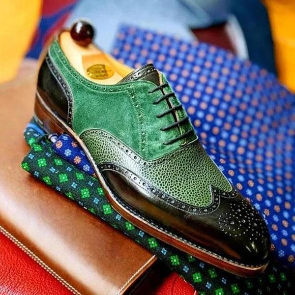 Men's Retro Colorful Splicing Brogue Shoes