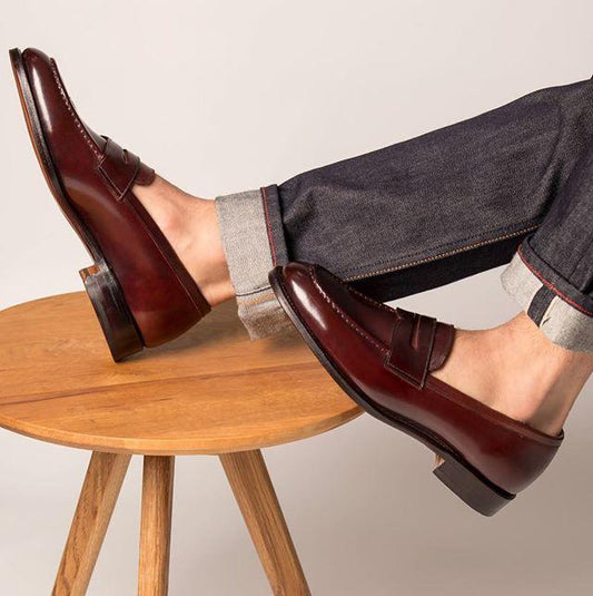 Wine Red Patent Leather Slip On Loafer